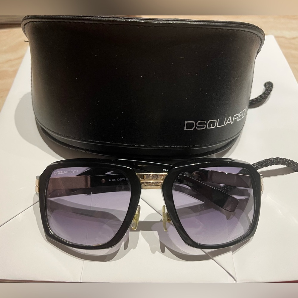 DSQUARED2 Black and Gold Square Sunglasses